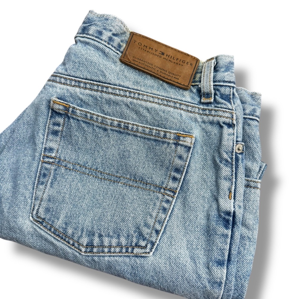 Vintage Tommy Hilfiger Mens Size 32x23 Light Wash Wide Leg Denim Jeans - Picture 2 of 11
